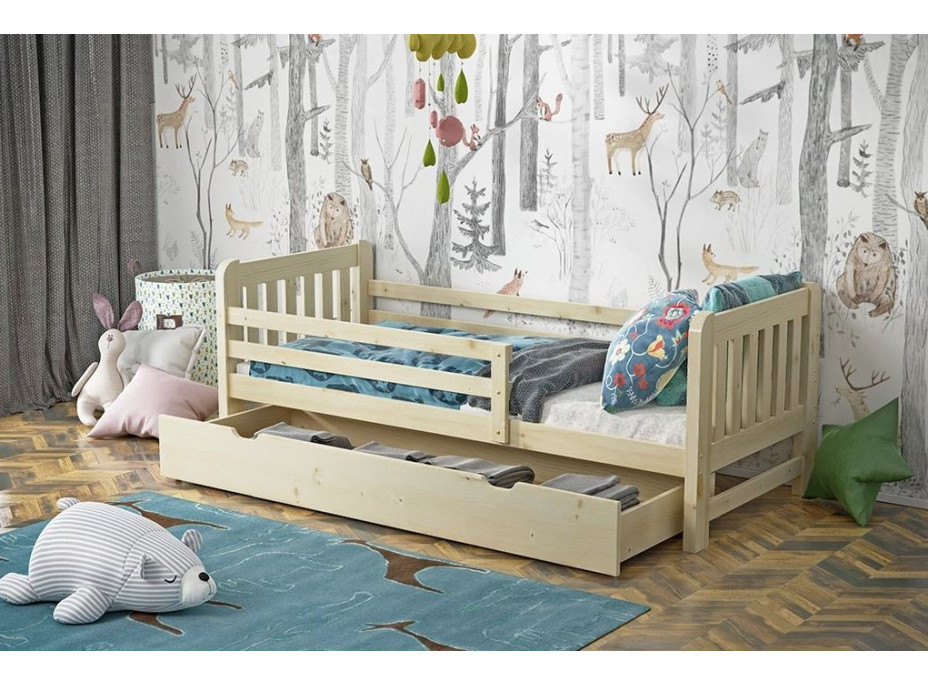 Detská posteľ z masívu borovice JERRY - 200x90 cm - prírodná borovica
