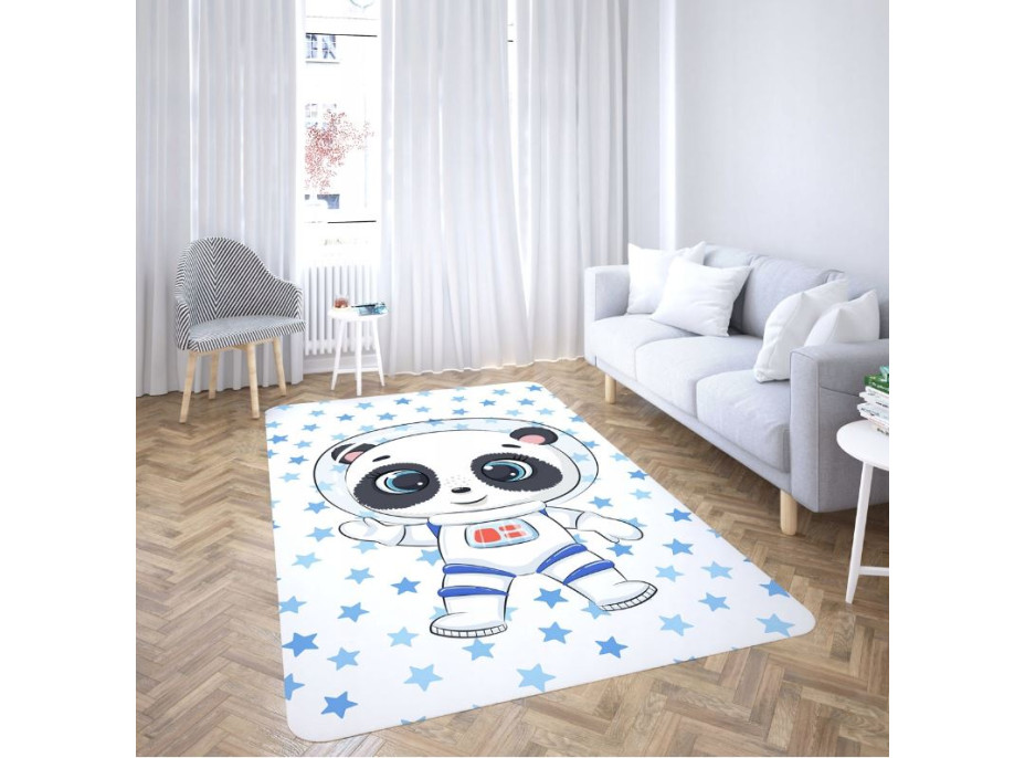 Detský penový koberec PANDA hviezdičky - 100x150 cm - modrý