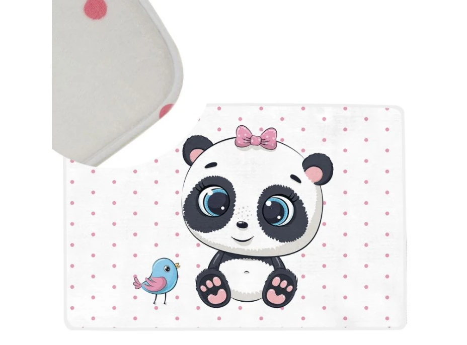 Detský penový koberec PANDA bodky - 100x150 cm - ružový