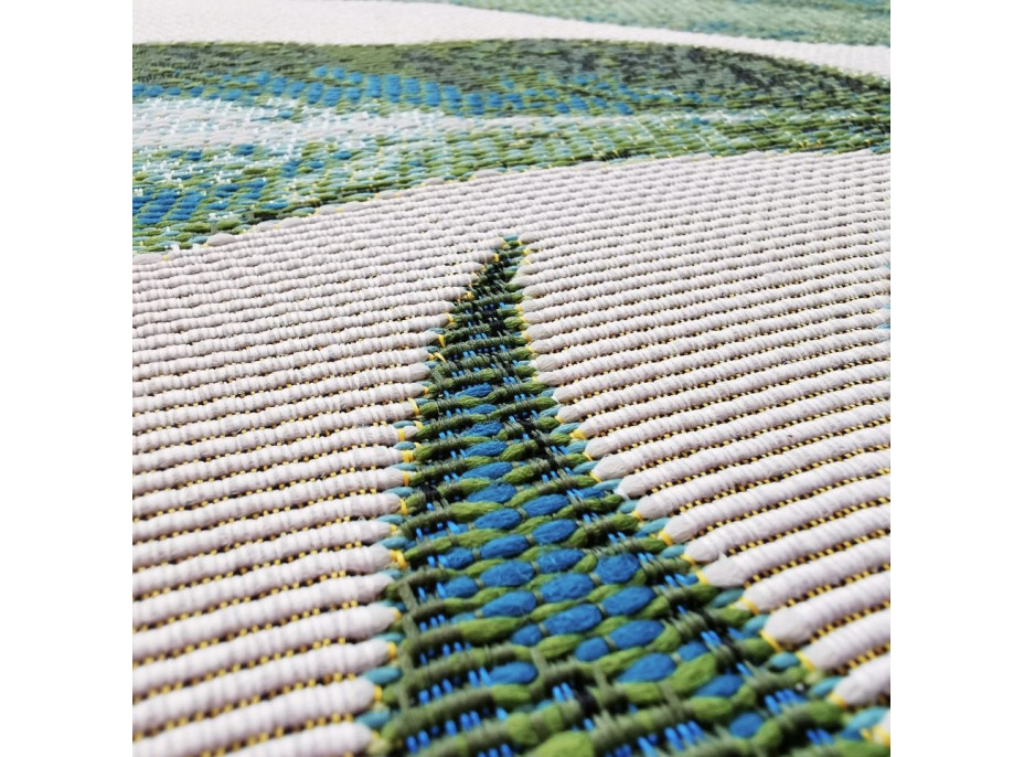 Kusový koberec JUNGLE listy - šedý/žltý