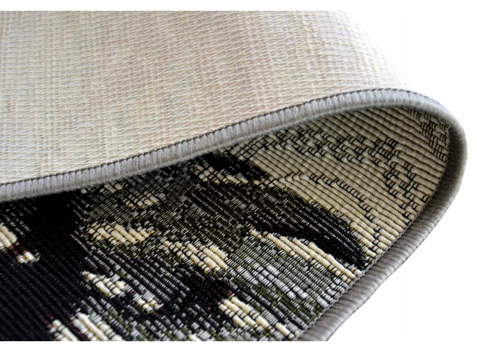 Kusový koberec JUNGLE listy - šedý/žltý