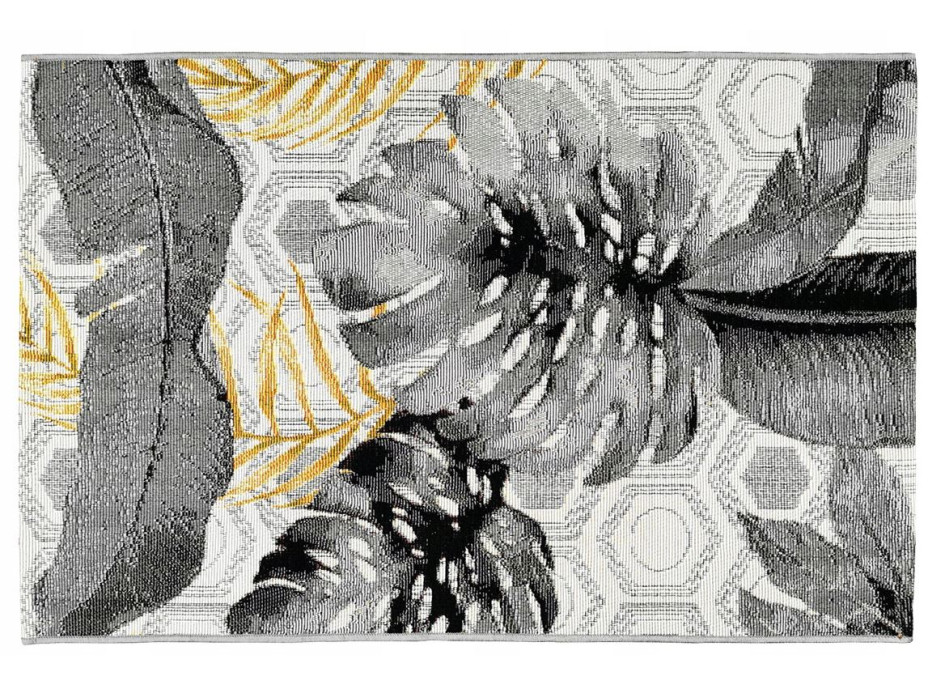 Kusový koberec JUNGLE listy - šedý/žltý