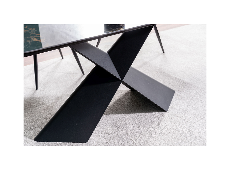 Rozkladací jedálenský stôl AURELIA II 160x90 - keramika Versace Black/čierny mat
