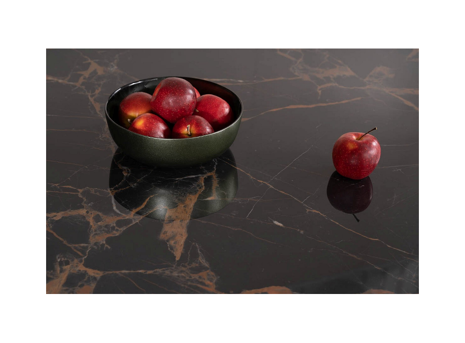 Rozkladací jedálenský stôl AURELIA II 160x90 - keramika Versace Black/čierny mat