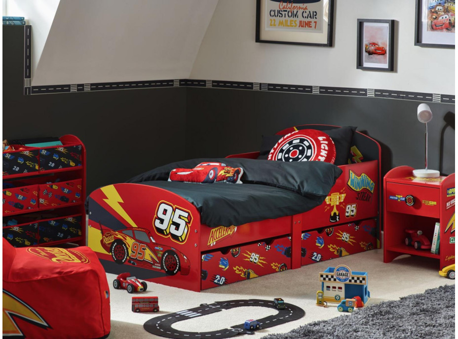 Detská posteľ so šuplíkmi Blesk McQueen - 140x70 cm