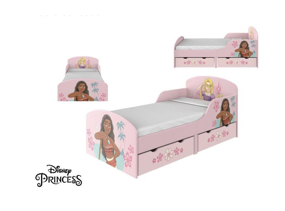 Detská posteľ so šuplíkmi Disney princezné - 140x70 cm