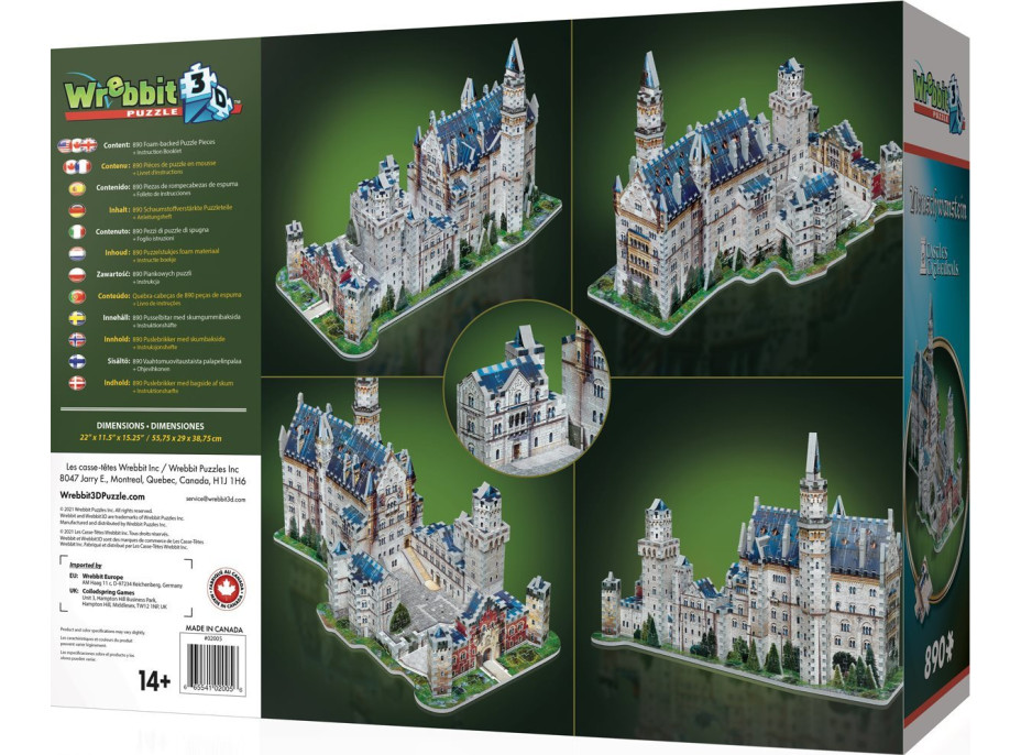 WREBBIT 3D puzzle Zámok Neuschwanstein 890 dielikov