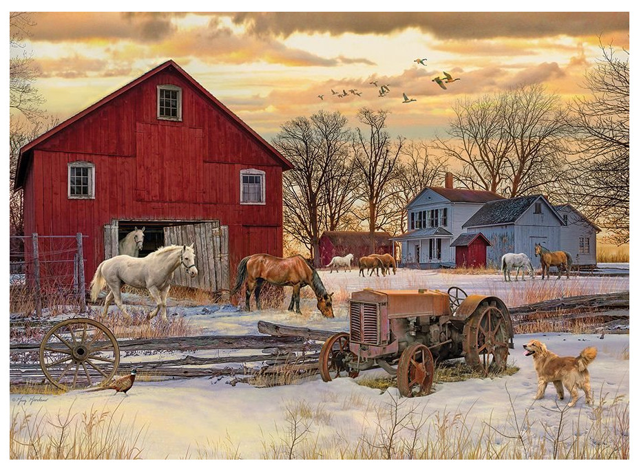 COBBLE HILL Puzzle Zima na farme 1000 dielikov