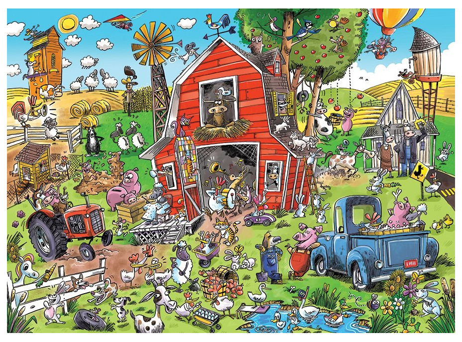 COBBLE HILL Rodinné puzzle Šialená farma 350 dielikov
