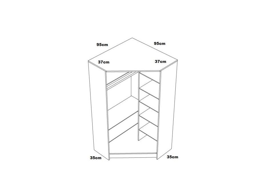 Rohová šatníková skriňa CLOUDS - TYP B