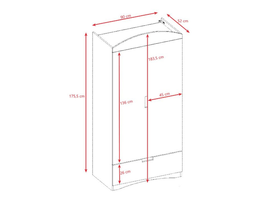Detská šatníková skriňa CLASSIC - biela