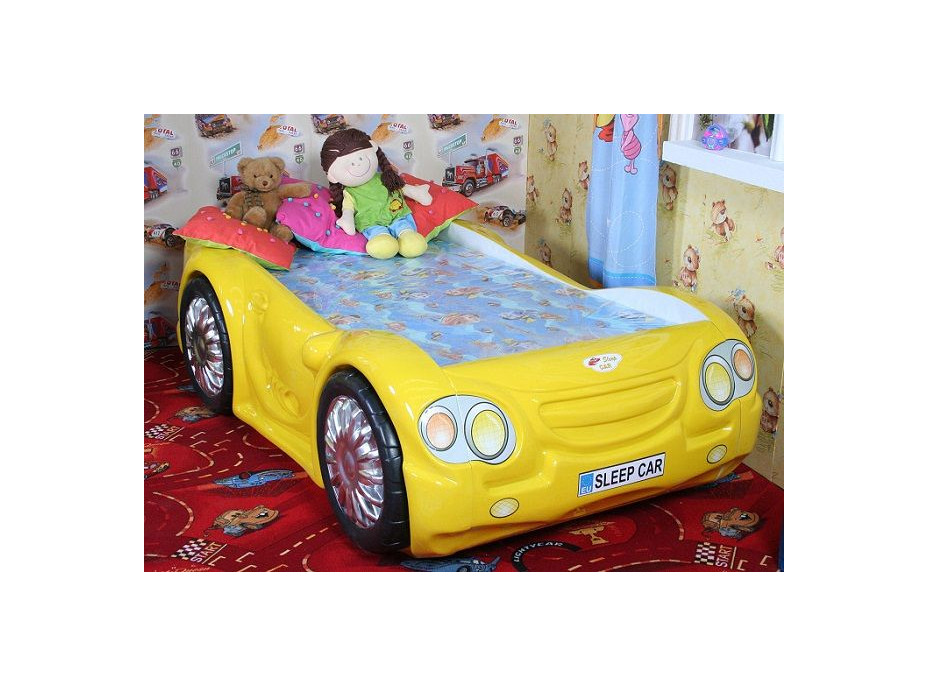 Detská autopostel SLEEPCAR 180x90 cm - žltá