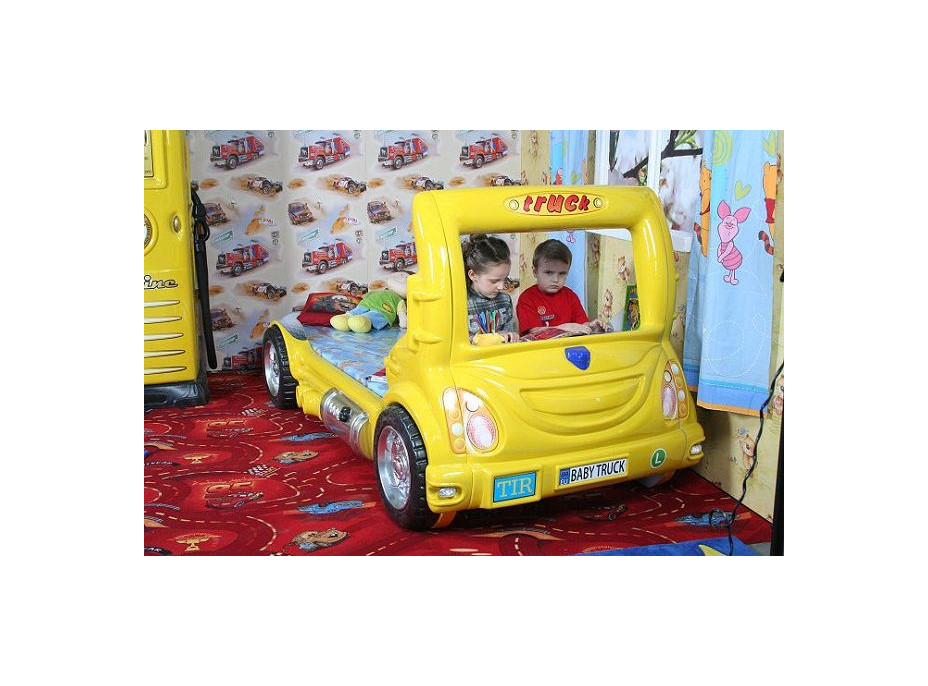 Detská autopostel TRUCK 180x90 cm - žltá
