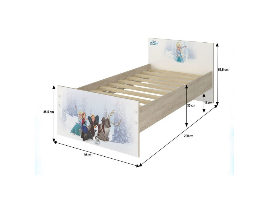 Detská posteľ MAX - 200x90 cm - VYPRANÝ MACKO - biela