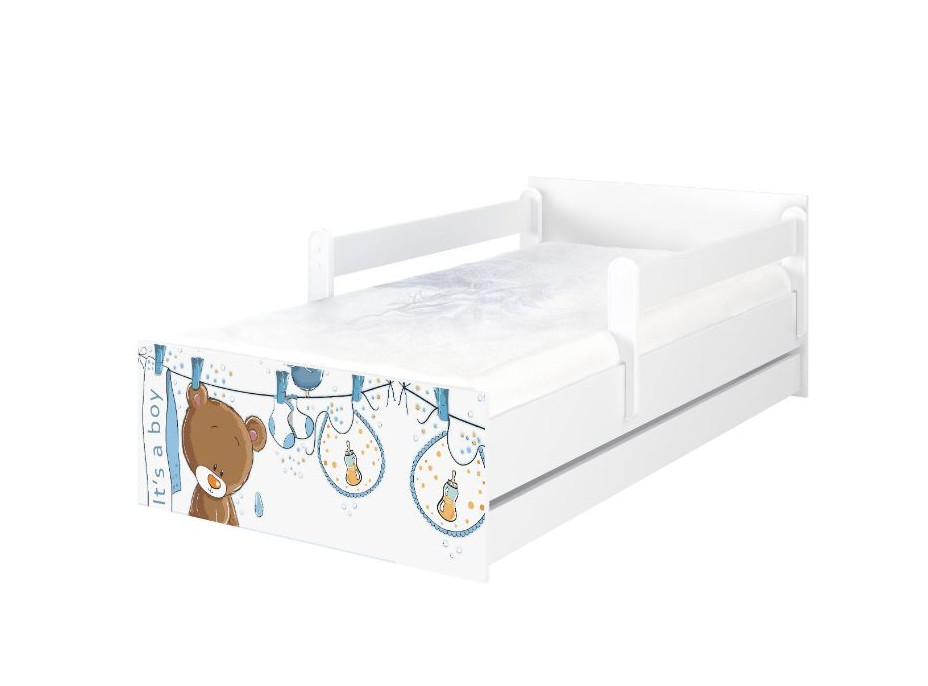 Detská posteľ MAX - 160x80 cm - VYPRANÝ MACKO - biela
