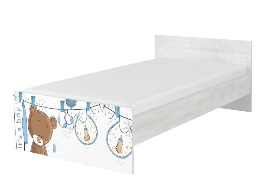 Detská posteľ MAX - 160x80 cm - VYPRANÝ MACKO - nórska borovica
