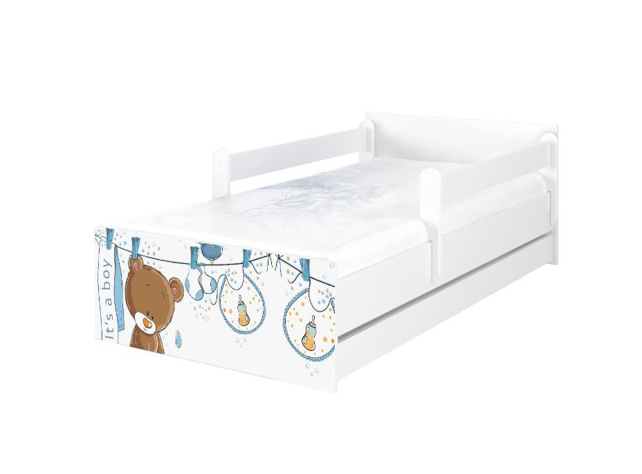 Detská posteľ MAX - 200x90 cm - VYPRANÝ MACKO - biela
