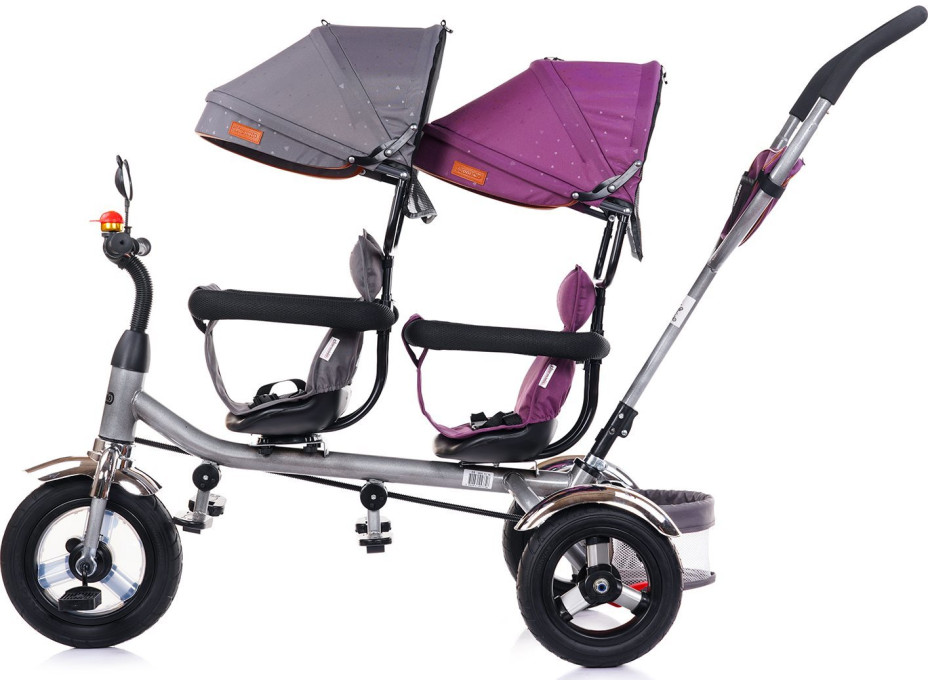 CHIPOLINO Trojkolka pre dvojčatá 2Play Liliac,Platinum