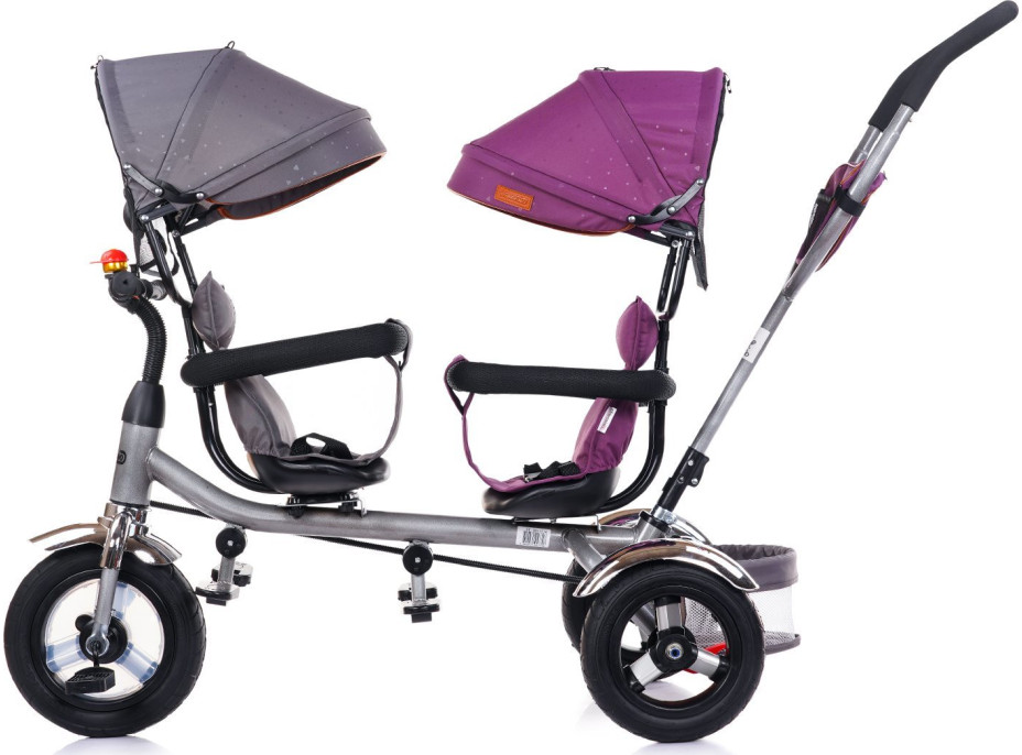 CHIPOLINO Trojkolka pre dvojčatá 2Play Liliac,Platinum