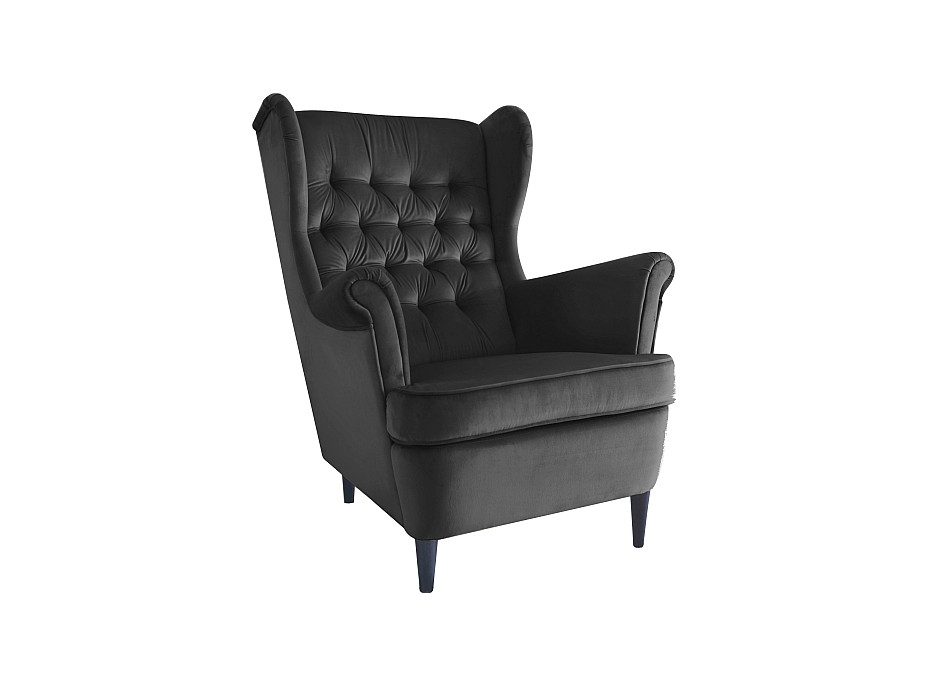 Kreslo HOWARD - čalúnené - čierny zamat