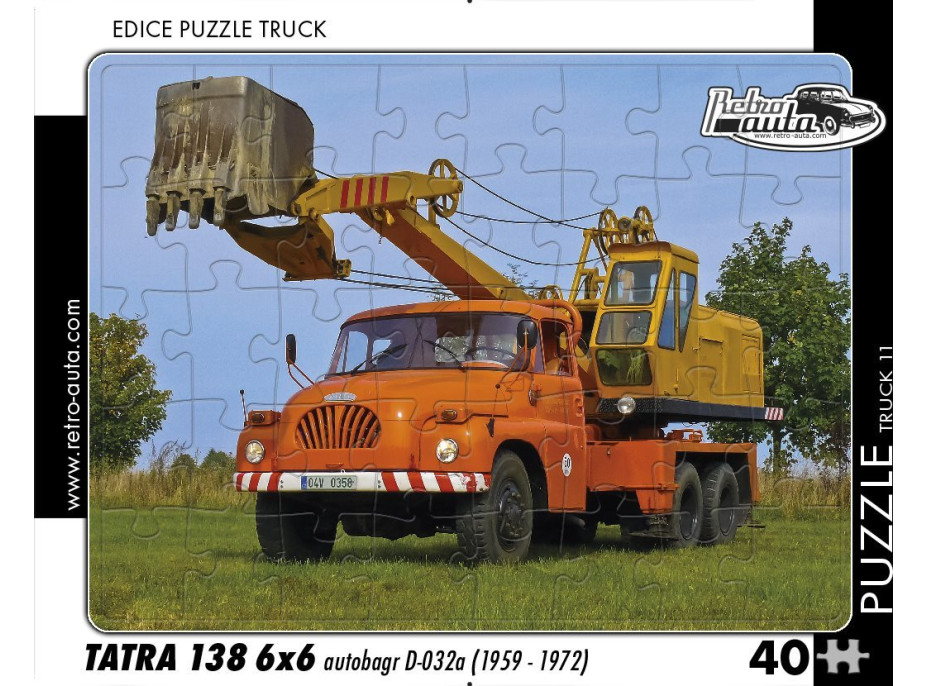 RETRO-AUTA Puzzle TRUCK č.11 Tatra 138 6x6 autobager D-032a (1959-1972) 40 dielikov