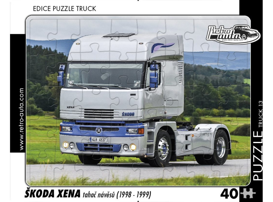 RETRO-AUTA Puzzle TRUCK č.13 Škoda Xena ťahač návesov (1998-1999) 40 dielikov