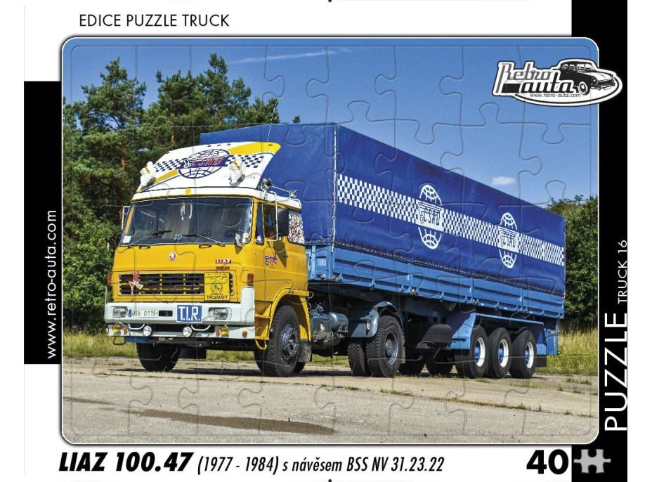 RETRO-AUTA Puzzle TRUCK č.16 Liaz 100.47 s návesom BSS NV 31.23.22 (1977-1984) 40 dielikov