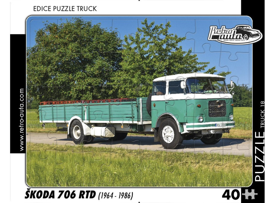 RETRO-AUTA Puzzle TRUCK č.18 Škoda 706 RTD (1964-1986) 40 dielikov