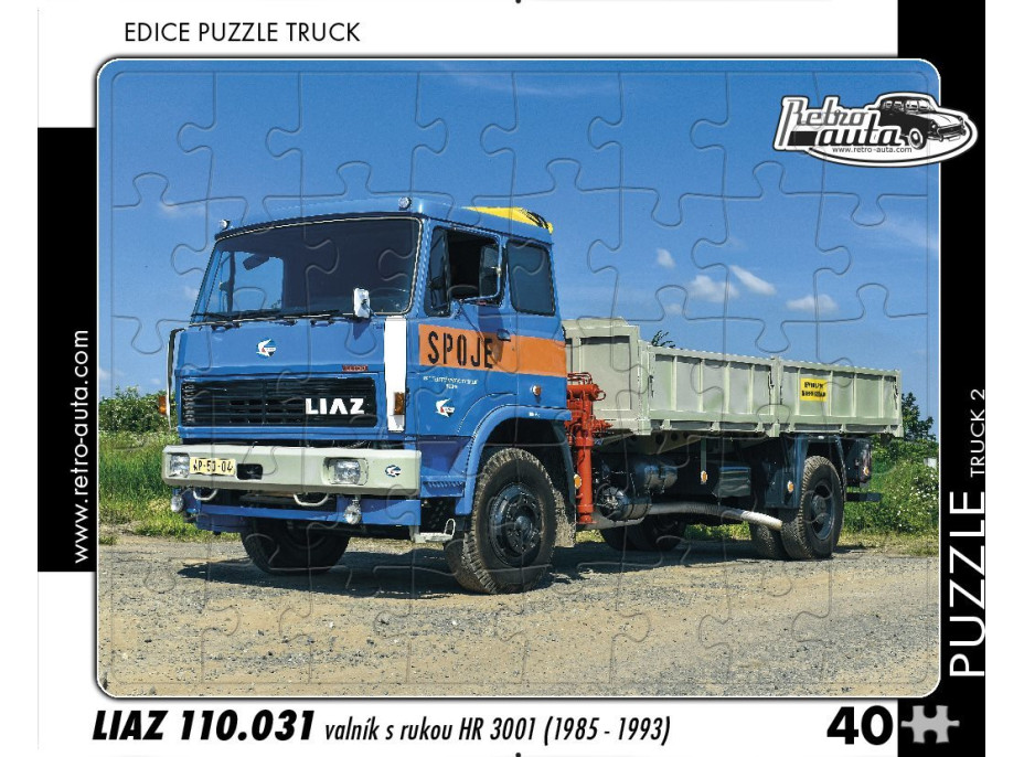 RETRO-AUTA Puzzle TRUCK č.2 Liaz 110.031 Korba s rukou HR 3001 (1985-1993) 40 dielikov