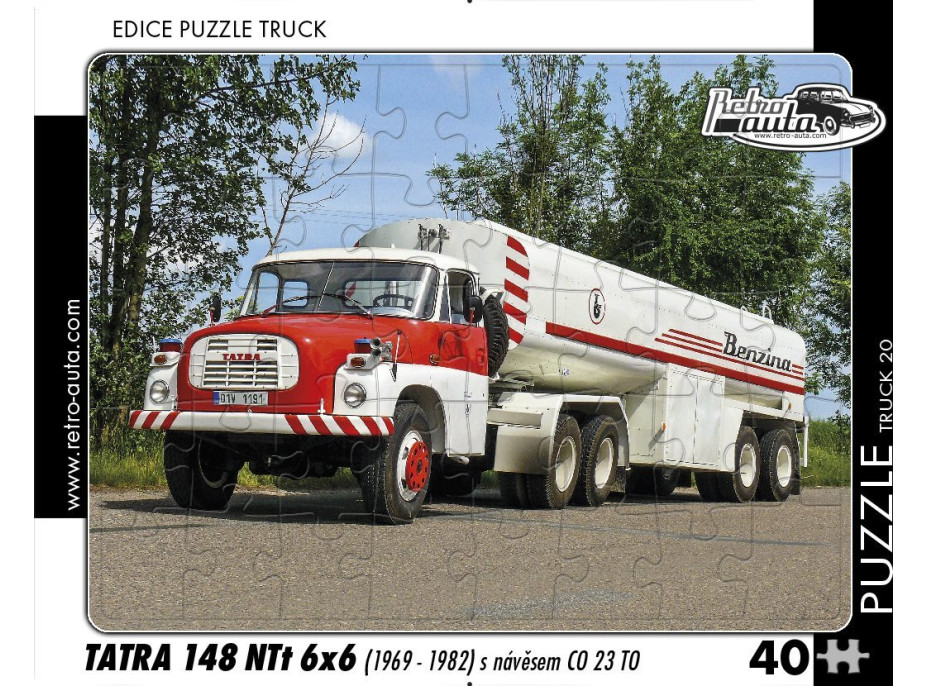 RETRO-AUTA Puzzle TRUCK č.20 Tatra 148 NTt 6x6 s návesom CO 23 TO (1969-1982) 40 dielikov