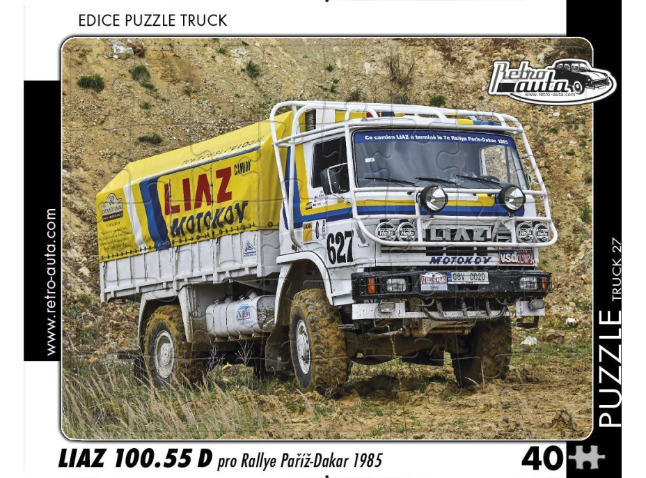 RETRO-AUTA Puzzle TRUCK č.27 Liaz 100.55 D pre Rallye Paríž-Dakar (1985) 40 dielikov