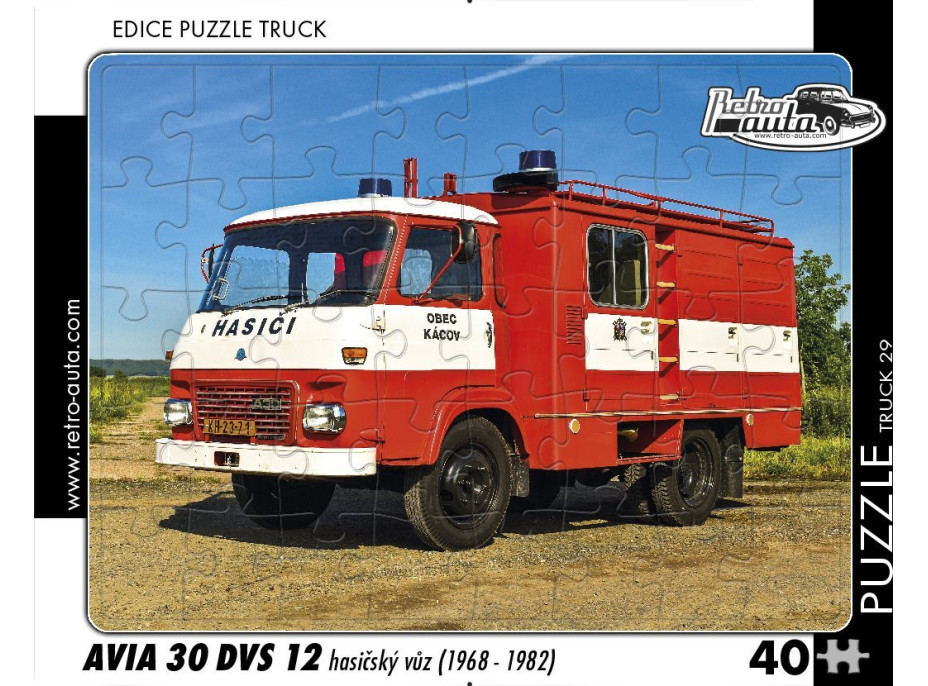 RETRO-AUTA Puzzle TRUCK č.29 AVIA 30 DVS 12 hasičský automobil (1968-1982) 40 dielikov