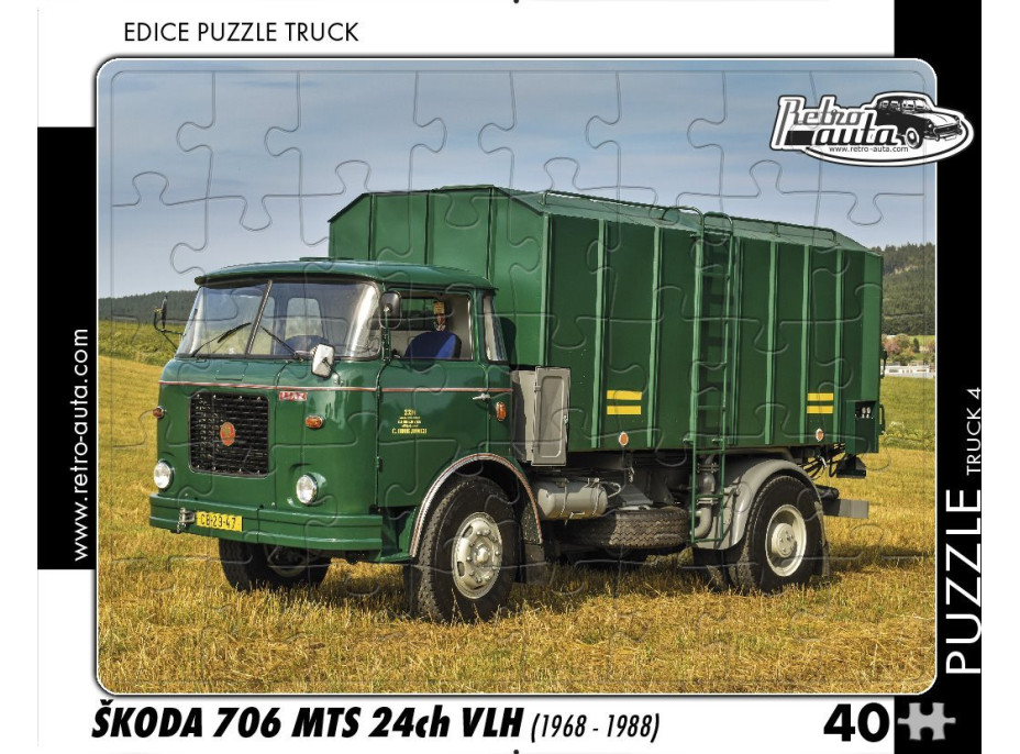 RETRO-AUTA Puzzle TRUCK č.4 Škoda 706 MTS 24ch VLH (1968-1988) 40 dielikov