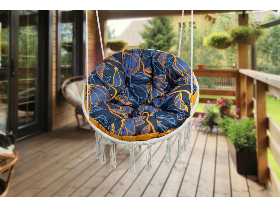 Sedací MAXI vankúš 100x15 cm do závesného kresla - modré kvety
