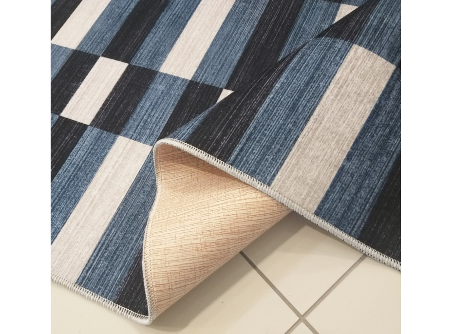 Kusový koberec BIANCA tiles - odtiene tmavo modrej/béžovej