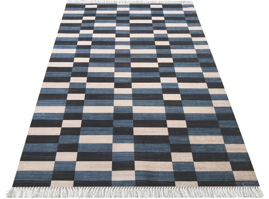 Kusový koberec BIANCA tiles - odtiene tmavo modrej/béžovej