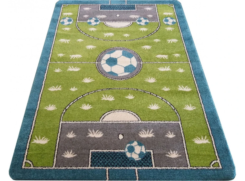 Detský koberec Futbal - zelený/modrý