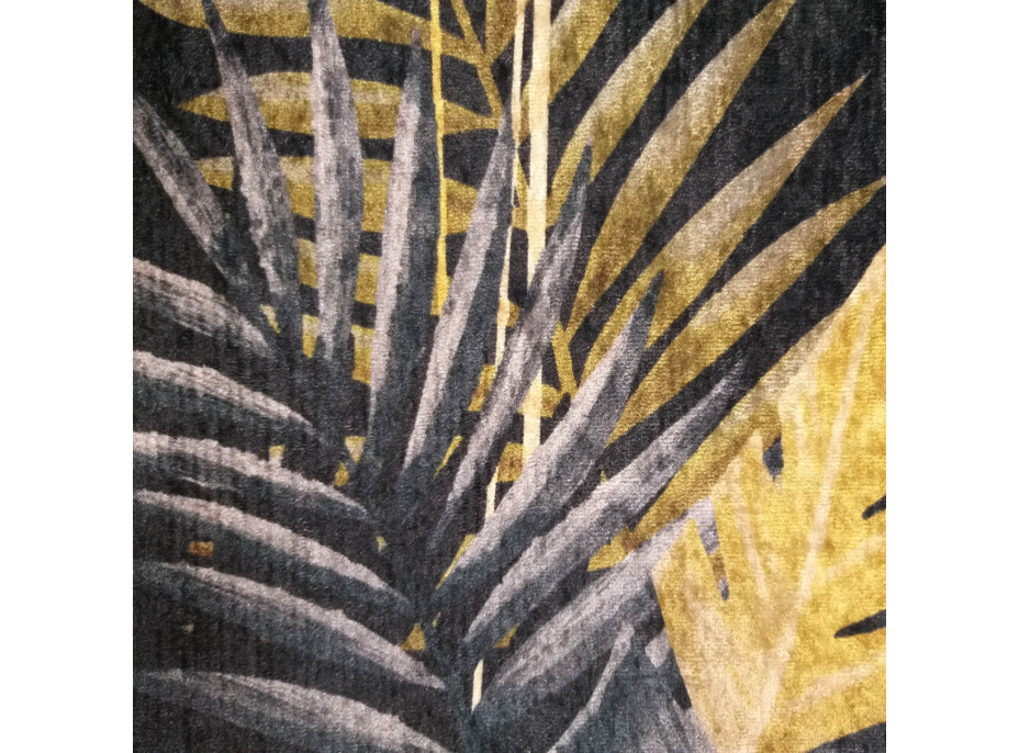 Kusový koberec BLACK and GOLD Palm leaves - čierna / zlatá