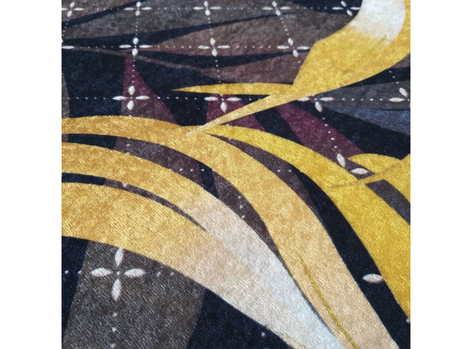 Kusový koberec BLACK and GOLD Leaves - čierny/zlatý