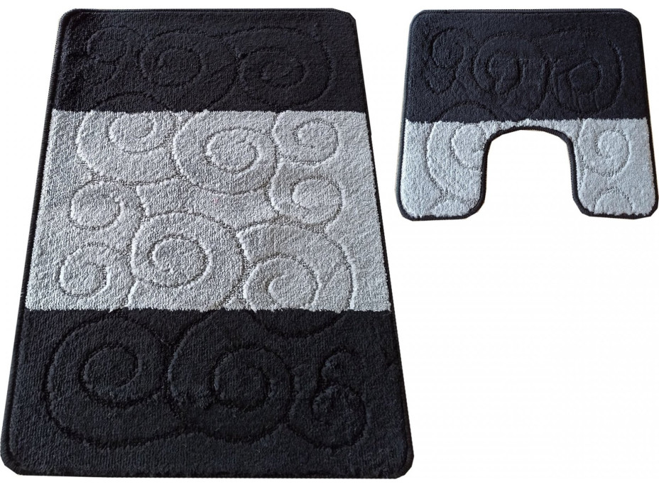 Súprava kúpeľňových predložiek s výrezom TÁŇA - waves - čierna