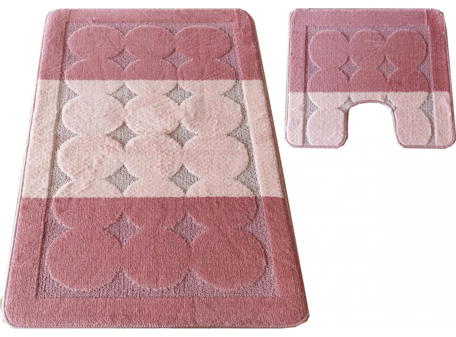 Súprava kúpeľňových predložiek s výrezom TÁŇA XL - circles - ružová