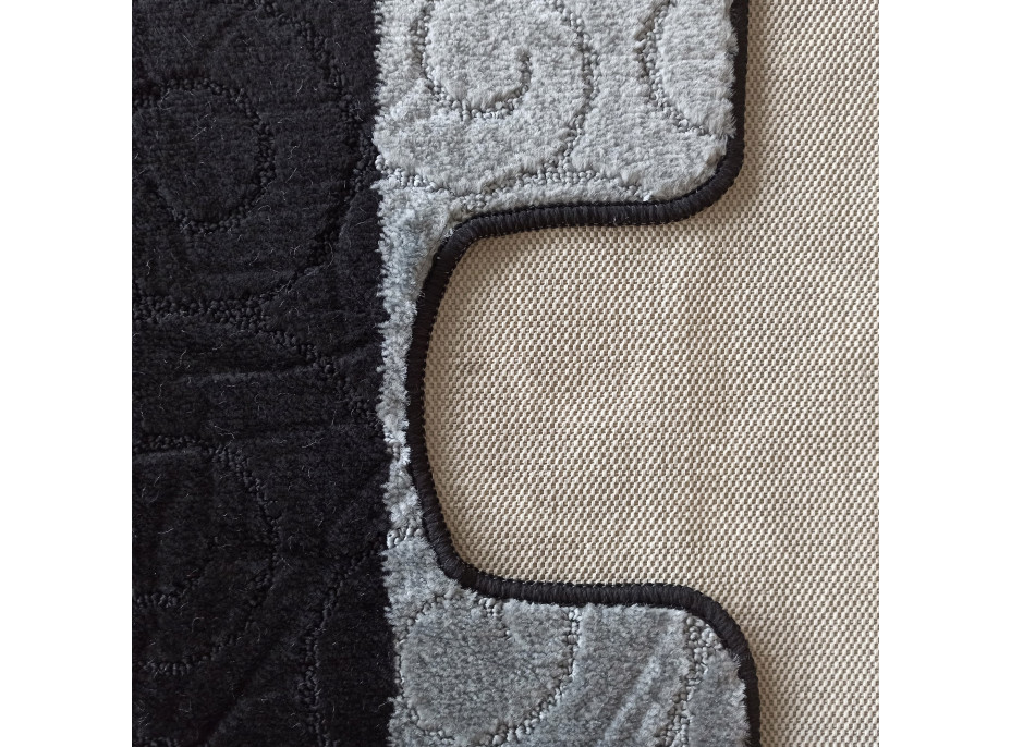 Súprava kúpeľňových predložiek s výrezom TÁŇA - waves - čierna