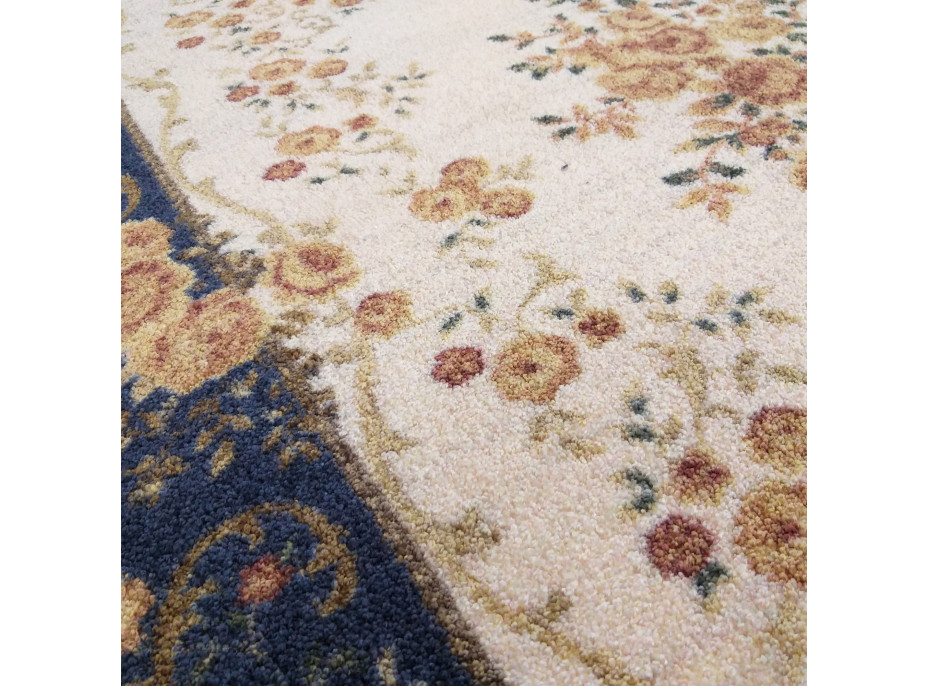 Kusový koberec Sakarya - tmavomodrý/béžový