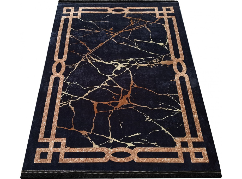 Kusový koberec BLACK and GOLD Frame - čierny/zlatý