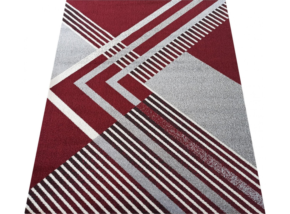 Kusový koberec WAVE geometria - šedý/červený