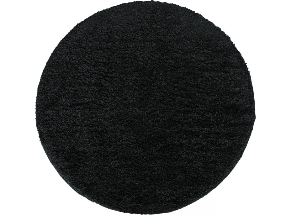 Moderný koberec SHAGGY CAMIL okrúhly - čierny