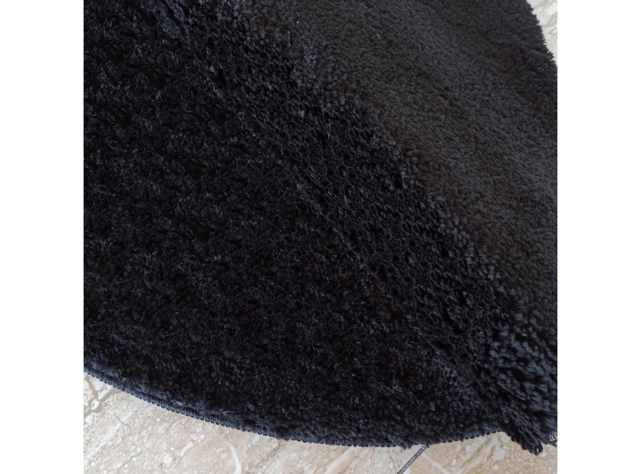 Moderný koberec SHAGGY CAMIL okrúhly - čierny