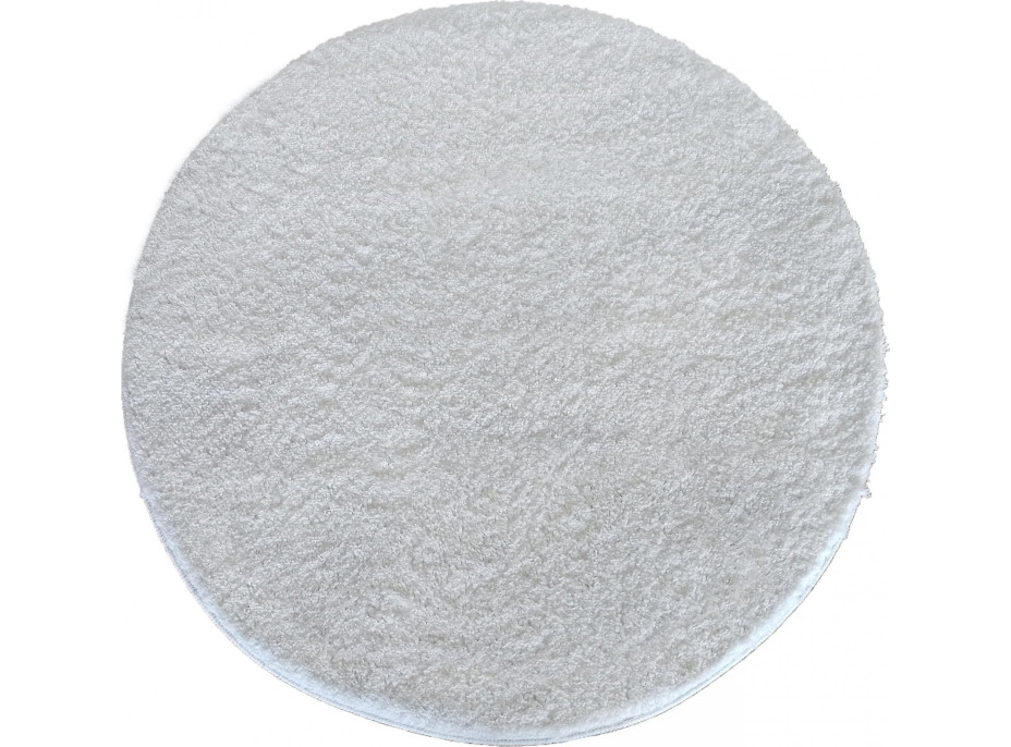 Moderný koberec SHAGGY CAMIL okrúhly - biely