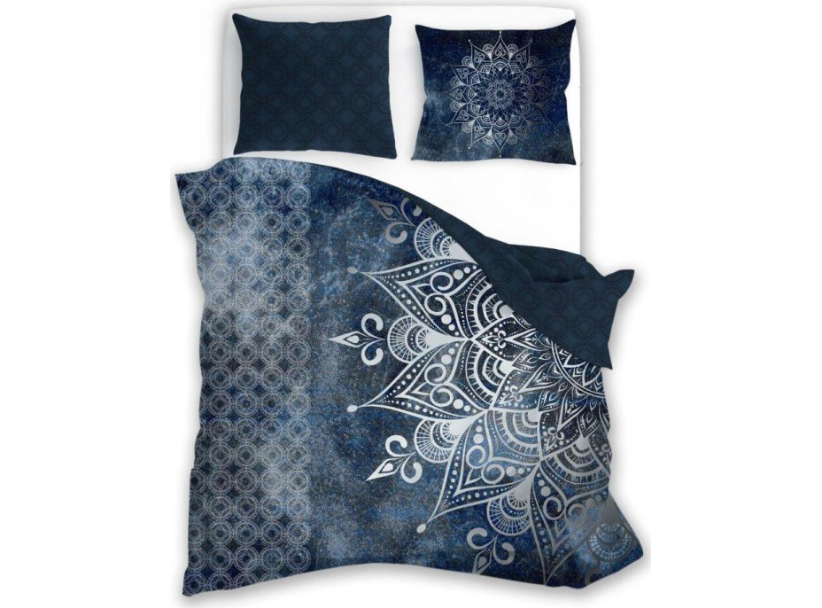 Bavlnené obliečky MANDALA - tmavo modré - 140x200 cm