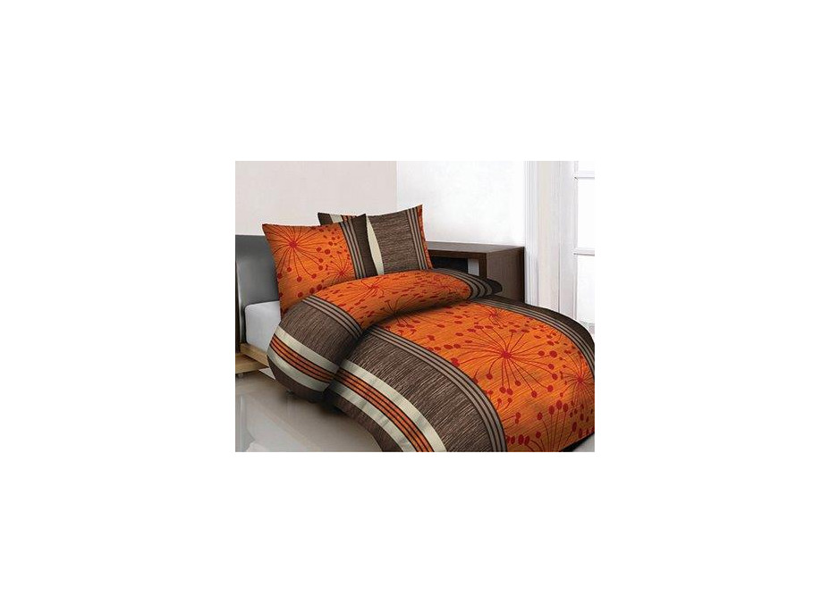 Saténové obliečky PRESTIGE - oranžové/hnedé - 220x200 cm